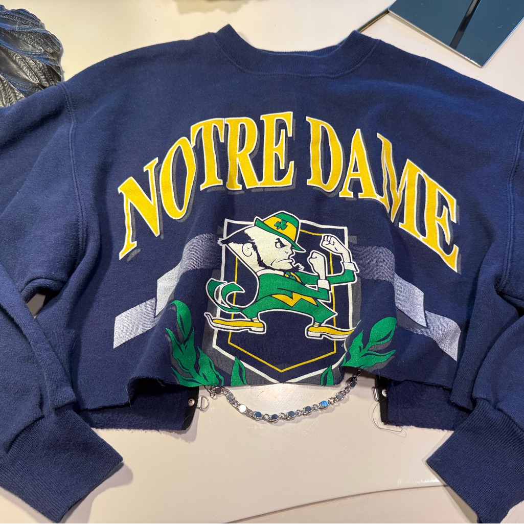 Notre Dame Cropped Open Back Custom Sweatshirt